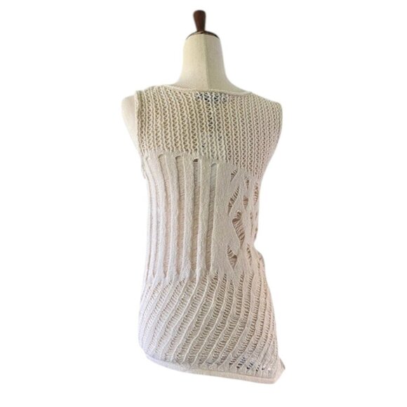 Zara Knitted Side Cutout Crochet Sweater Tank Top Sleeveless Cream Ivory M NWT - Picture 11 of 16